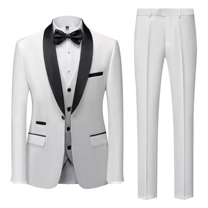 Cayetano | Esmoquin Completo con Chaleco y Pantalón Estrecho - Blanco