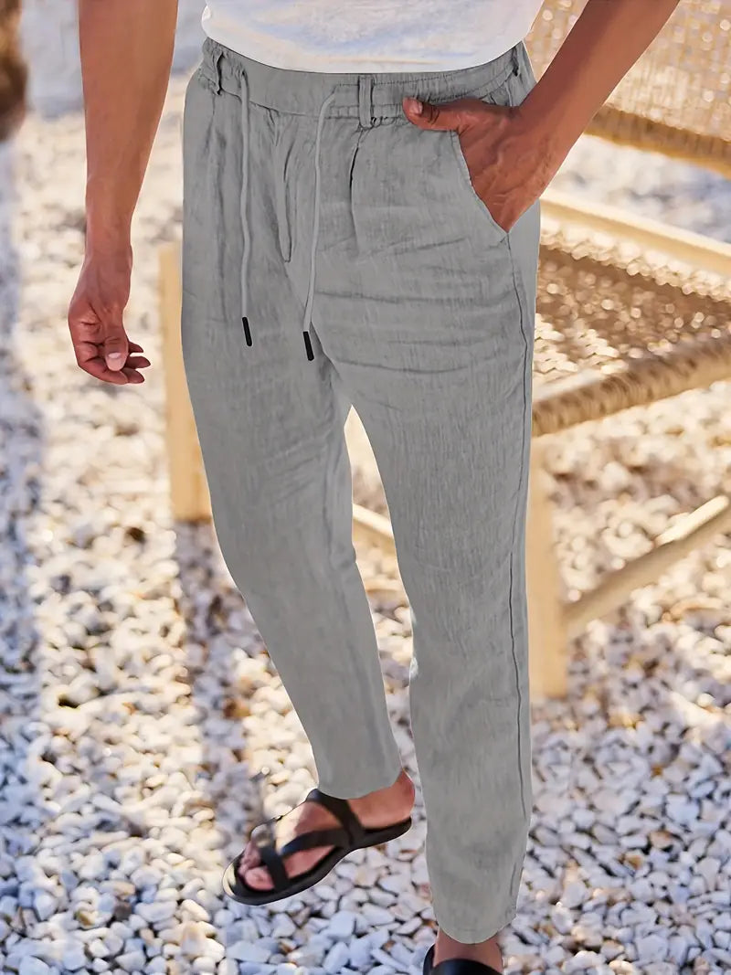Daniel | Pantalones Largos De Lino Con Cordón