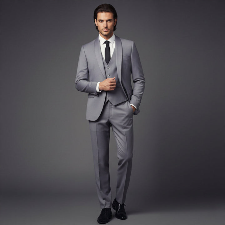 Celestino | Esmoquin de Tres Piezas Slim Fit para Ceremonias - Gris claro