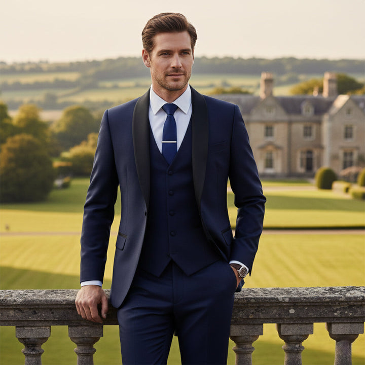 Celestino | Esmoquin de Tres Piezas Slim Fit para Ceremonias - Azul marino
