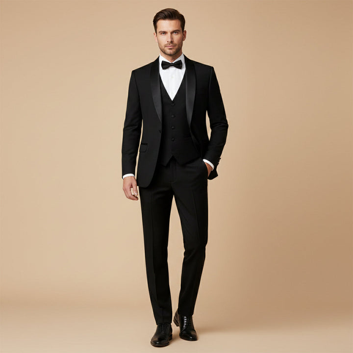 Celestino | Esmoquin de Tres Piezas Slim Fit para Ceremonias - Negro