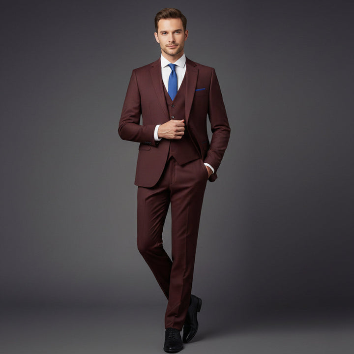 Celestino | Esmoquin de Tres Piezas Slim Fit para Ceremonias - Burdeos