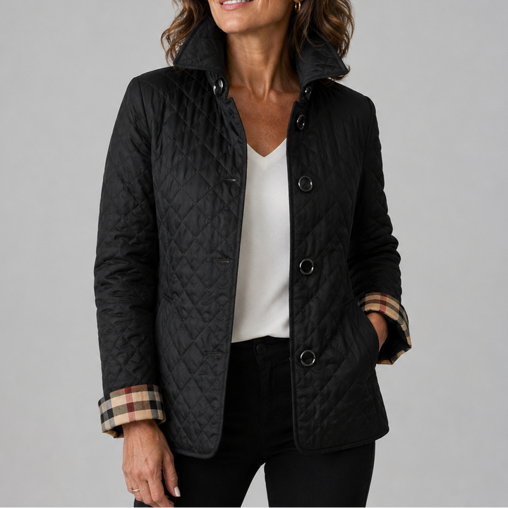 Claudina | Chaqueta Acolchada Ligera de Corte Recto - Negro