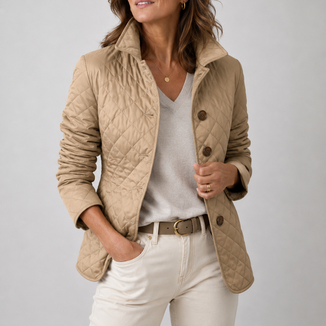 Claudina | Chaqueta Acolchada Ligera de Corte Recto - Caqui