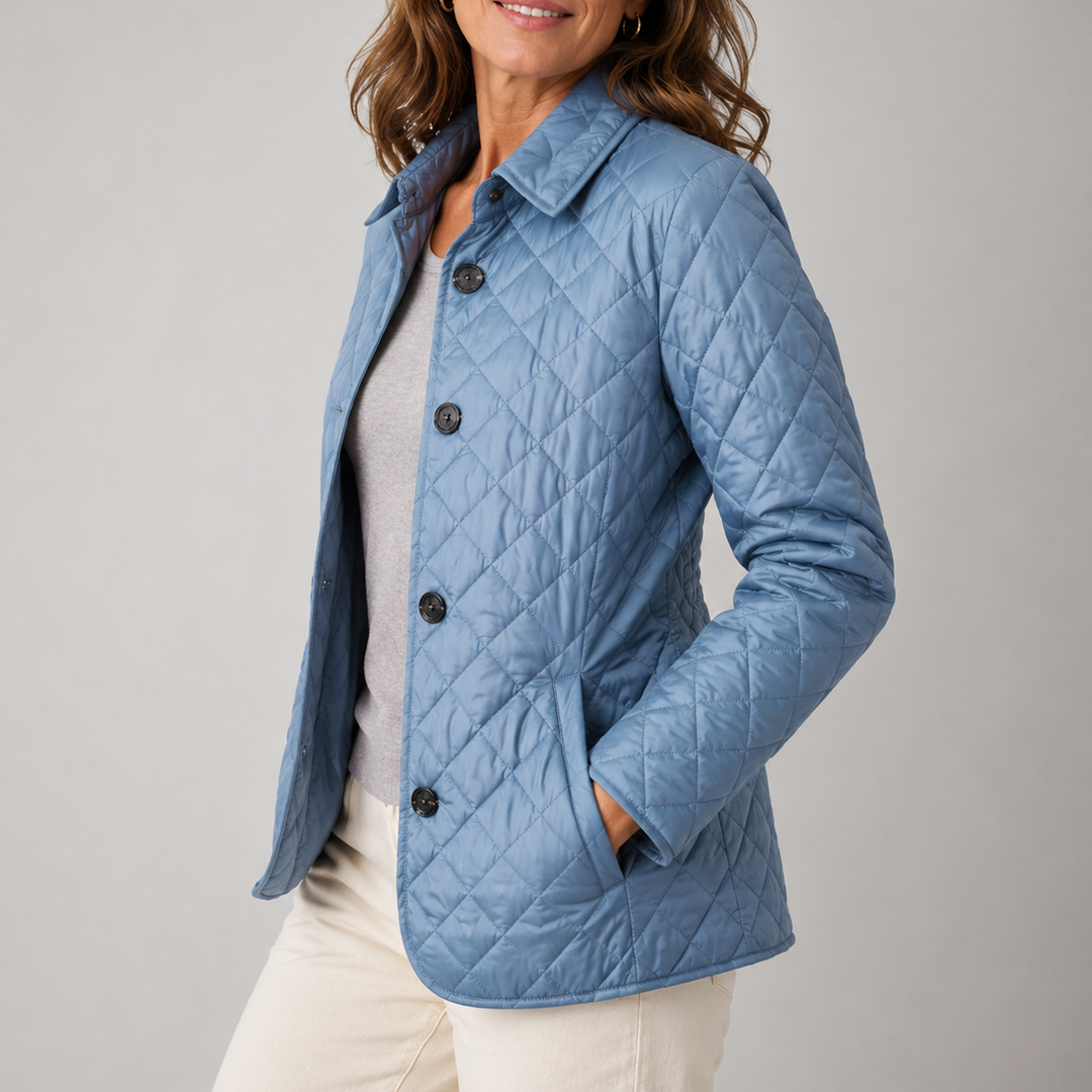 Claudina | Chaqueta Acolchada Ligera de Corte Recto - Azul claro