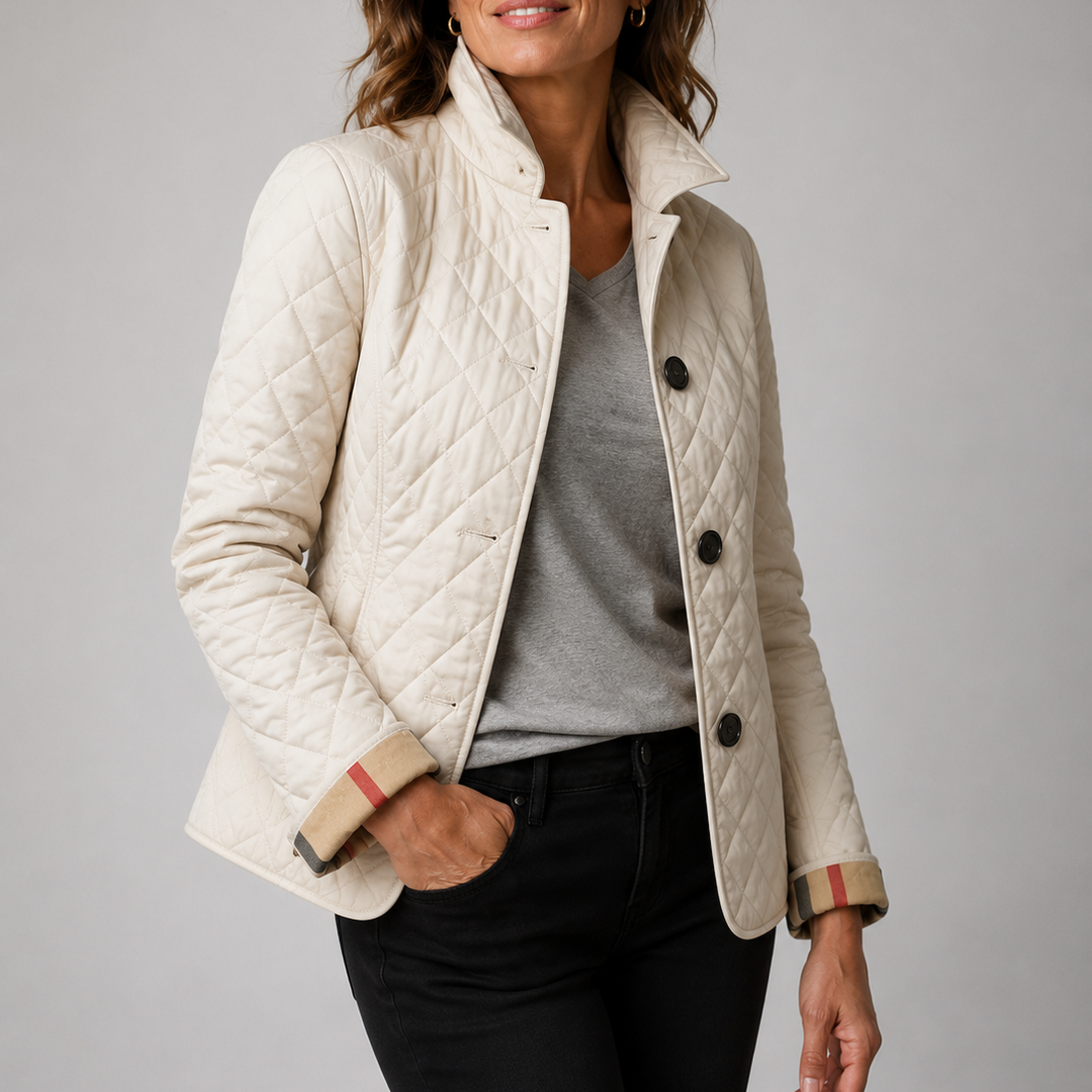 Claudina | Chaqueta Acolchada Ligera de Corte Recto - Beige