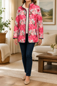 Cleofé | Chaqueta Acolchada Ligera de Mujer con Estampado Floral