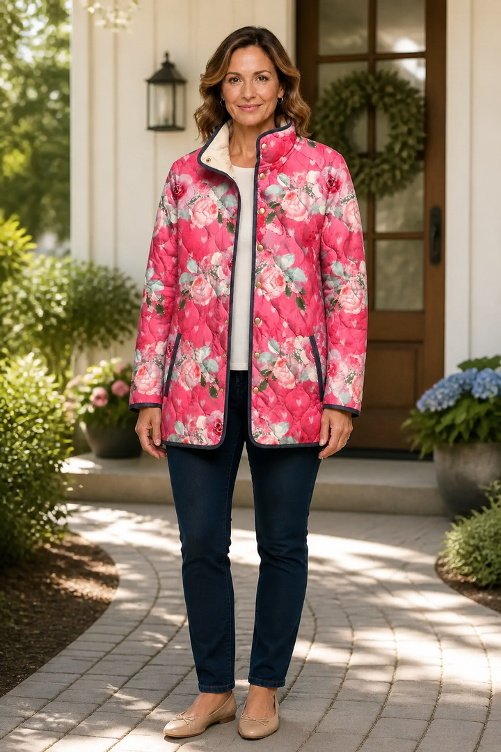 Cleofé | Chaqueta Acolchada Ligera de Mujer con Estampado Floral - 12
