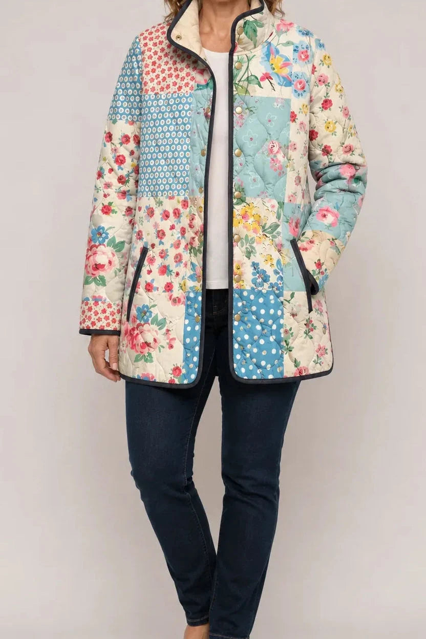 Cleofé | Chaqueta Acolchada Ligera de Mujer con Estampado Floral - Acuarela floral