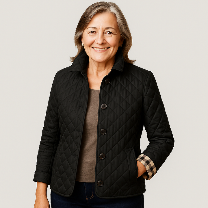 Constanza | Chaqueta Acolchada Ligera con Botones - Negro
