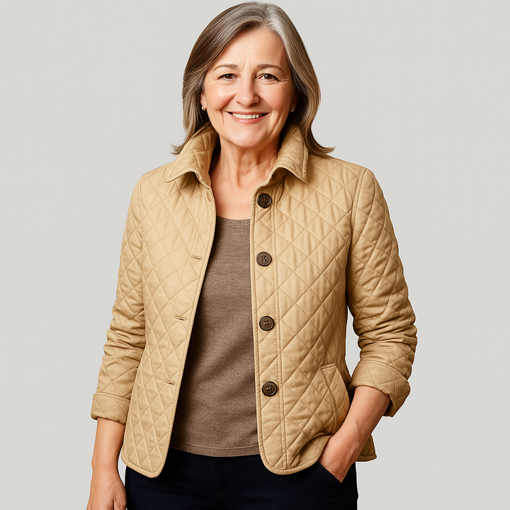 Constanza | Chaqueta Acolchada Ligera con Botones - Caqui