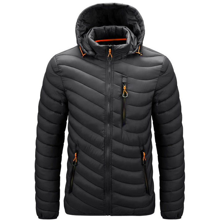 Crisanto | Chaqueta Acolchada Ligera Aspecto Piel con Capucha - Negro