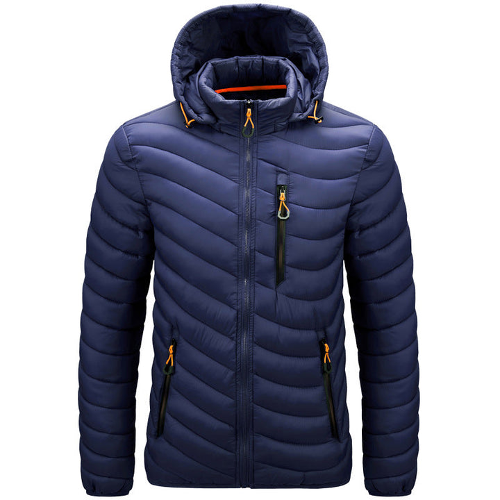 Crisanto | Chaqueta Acolchada Ligera Aspecto Piel con Capucha - Azul oscuro