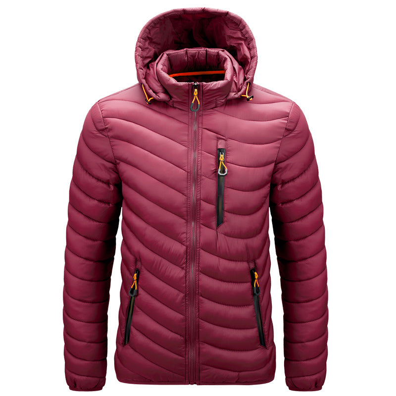 Crisanto | Chaqueta Acolchada Ligera Aspecto Piel con Capucha - Granate