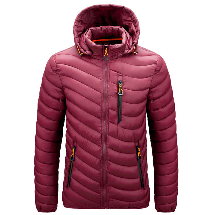 Crisanto | Chaqueta Acolchada Ligera Aspecto Piel con Capucha - Granate