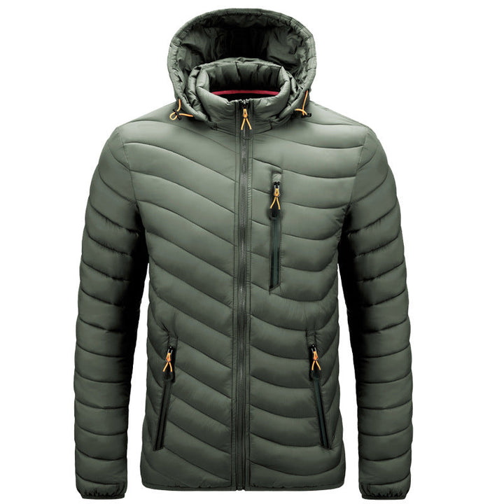 Crisanto | Chaqueta Acolchada Ligera Aspecto Piel con Capucha - Verde oliva