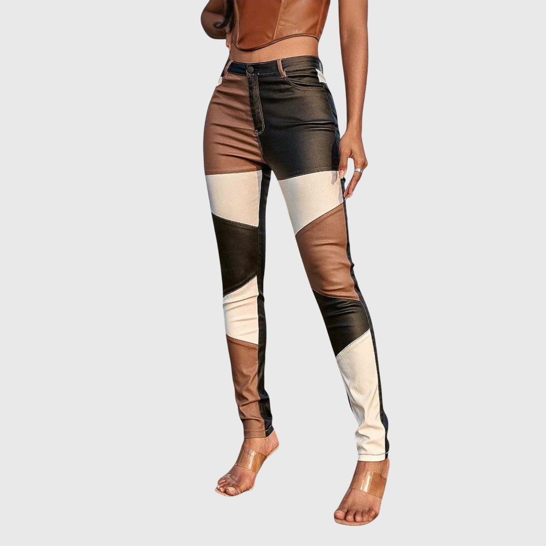 Amelia | Pantalón Tubo de Mujer de Bloques de Color
