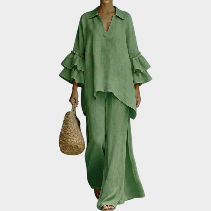 Leire | Conjunto elegante con top y pantalón ancho suelto