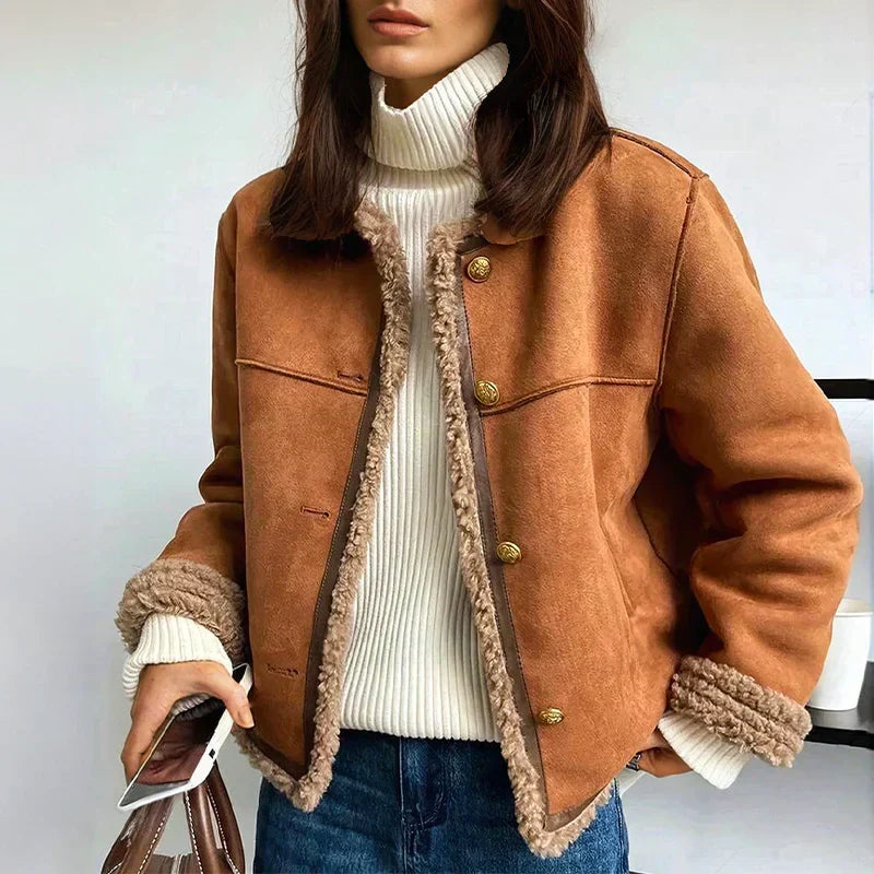 Remedios | Chaqueta de Mujer de Borrego Sintético con Botones