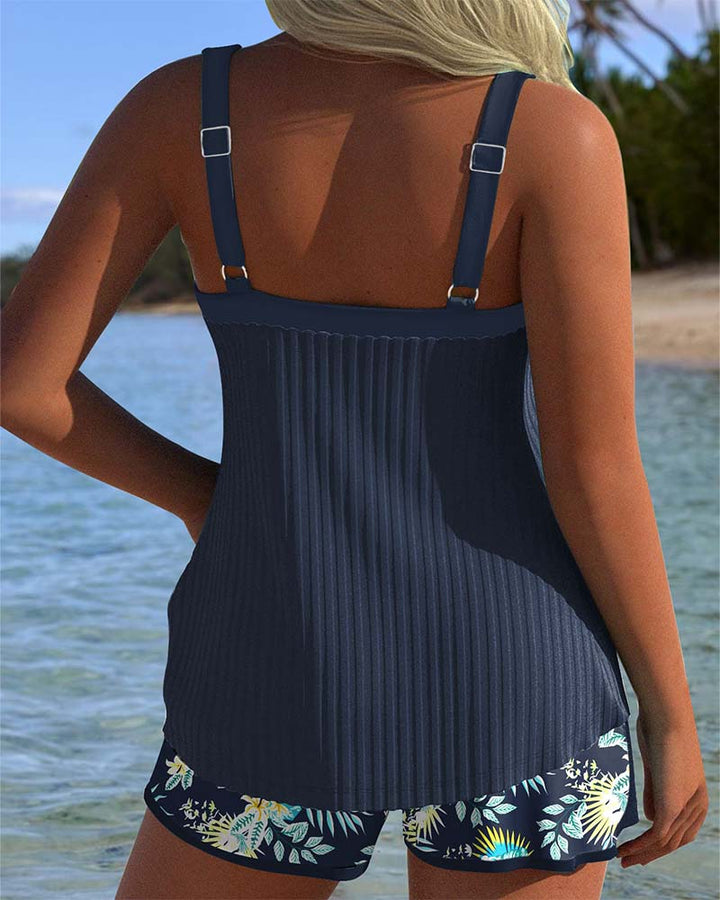 Alejandra | Traje de Baño de Rayas con Short de Playa