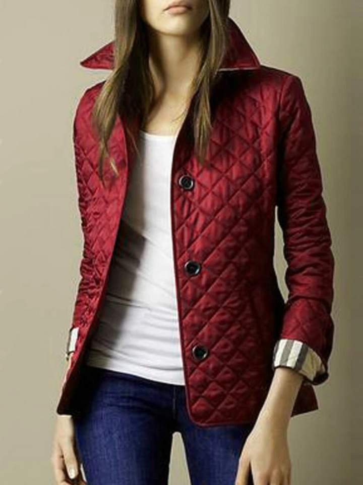 Domitila | Chaqueta Acolchada Ligera de Mujer con Cuello Vuelto - Rojo oscuro