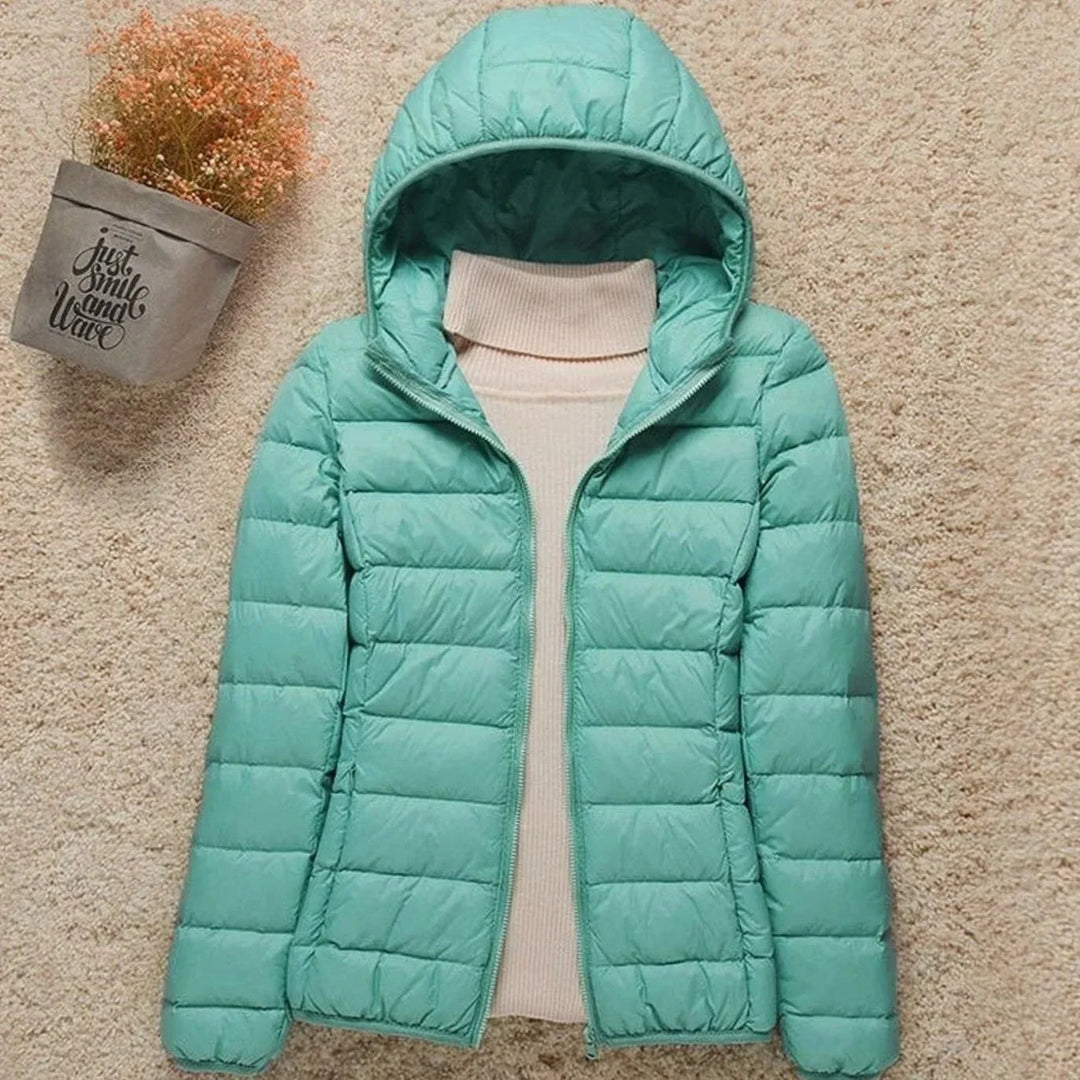 Donata | Chaqueta Acolchada Ligera Entallada con Capucha - Turquesa