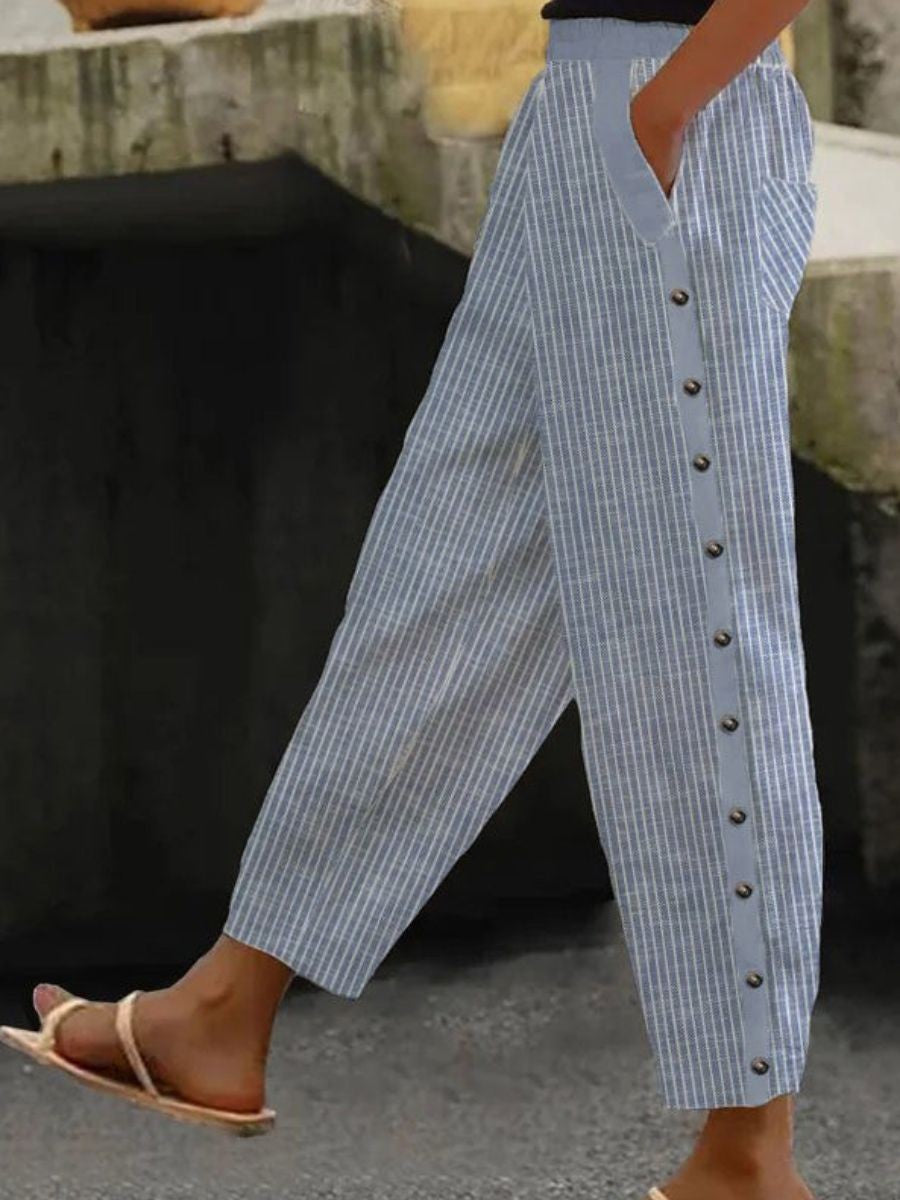 Lourdes | Pantalón con Botones Rayado