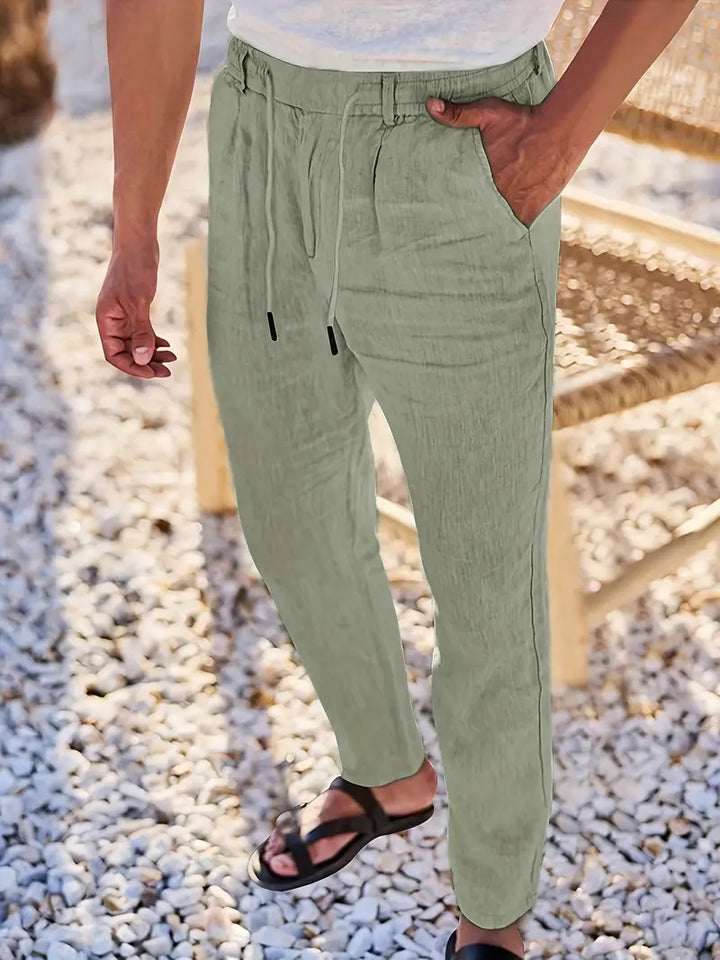 Daniel | Pantalones Largos De Lino Con Cordón