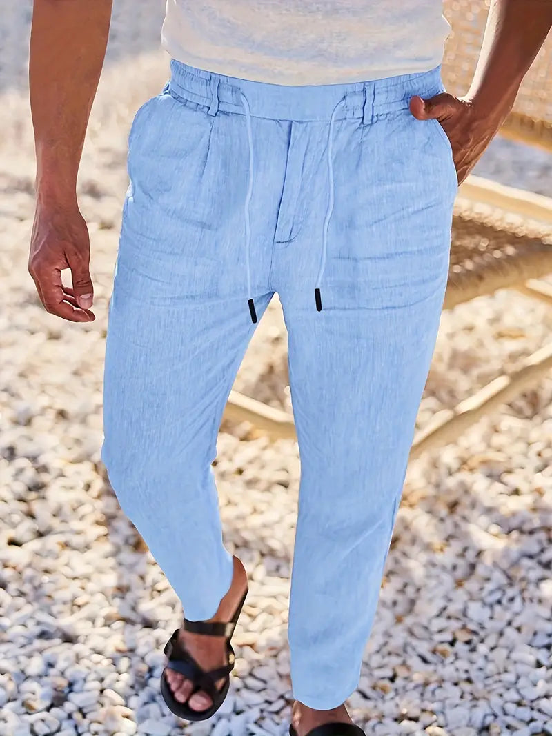 Daniel | Pantalones Largos De Lino Con Cordón