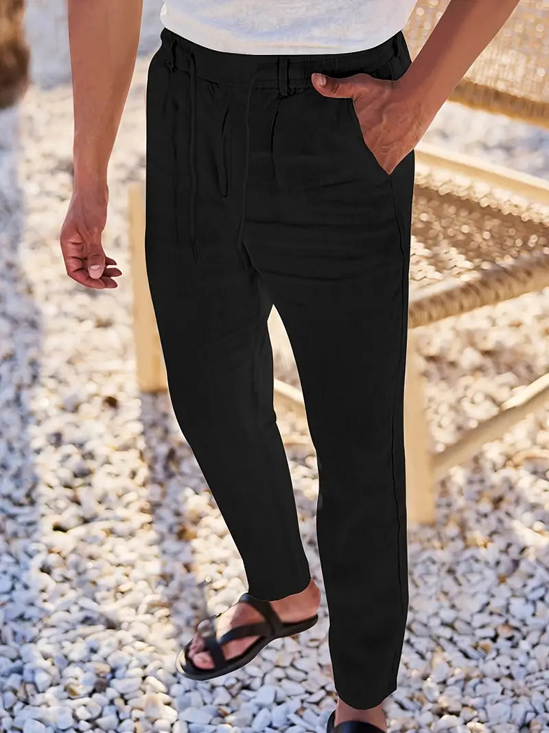 Daniel | Pantalones Largos De Lino Con Cordón
