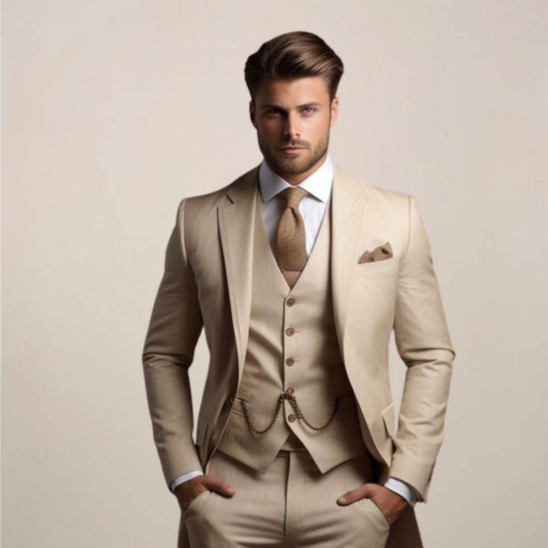 Eladio | Traje Completo de Hombre Slim Fit de Tres Piezas - Beige