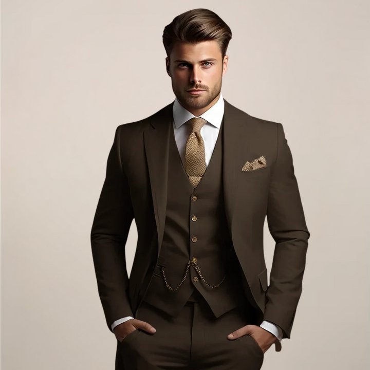 Eladio | Traje Completo de Hombre Slim Fit de Tres Piezas - Marrón