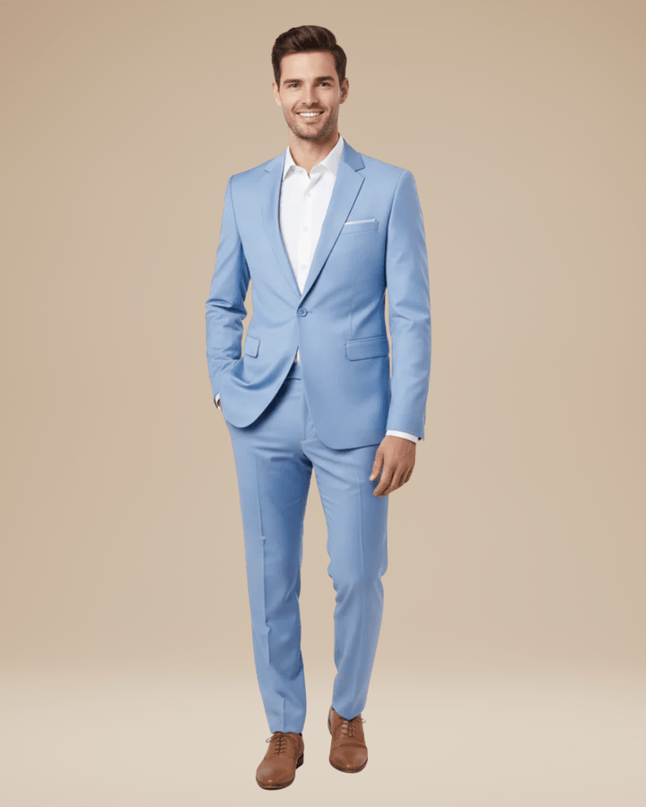 Eliseo | Traje Completo de Dos Piezas en Tejido Elástico - Azul cielo