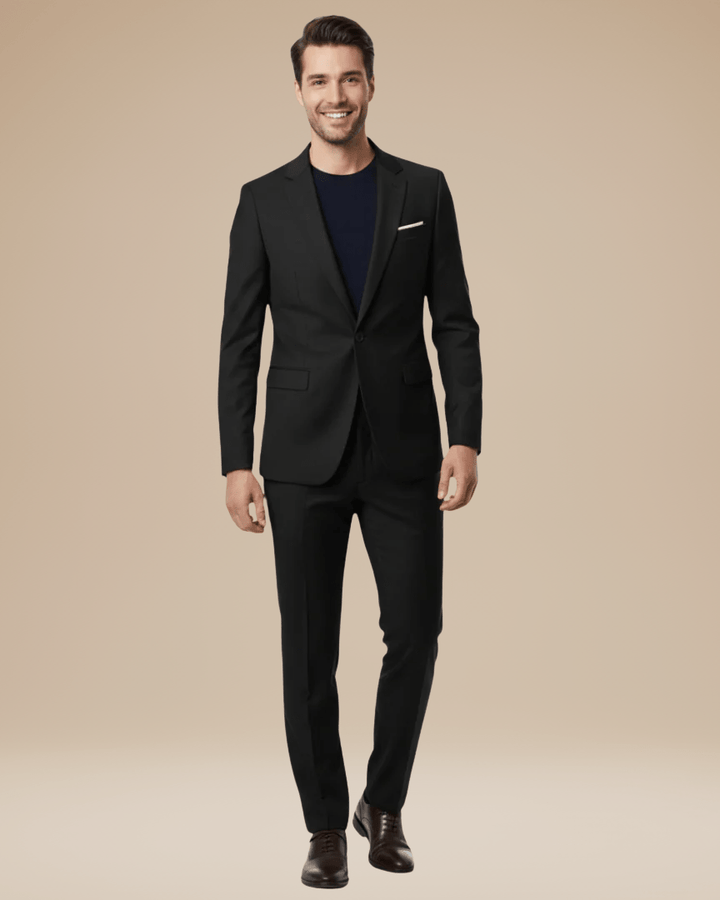 Eliseo | Traje Completo de Dos Piezas en Tejido Elástico - Negro