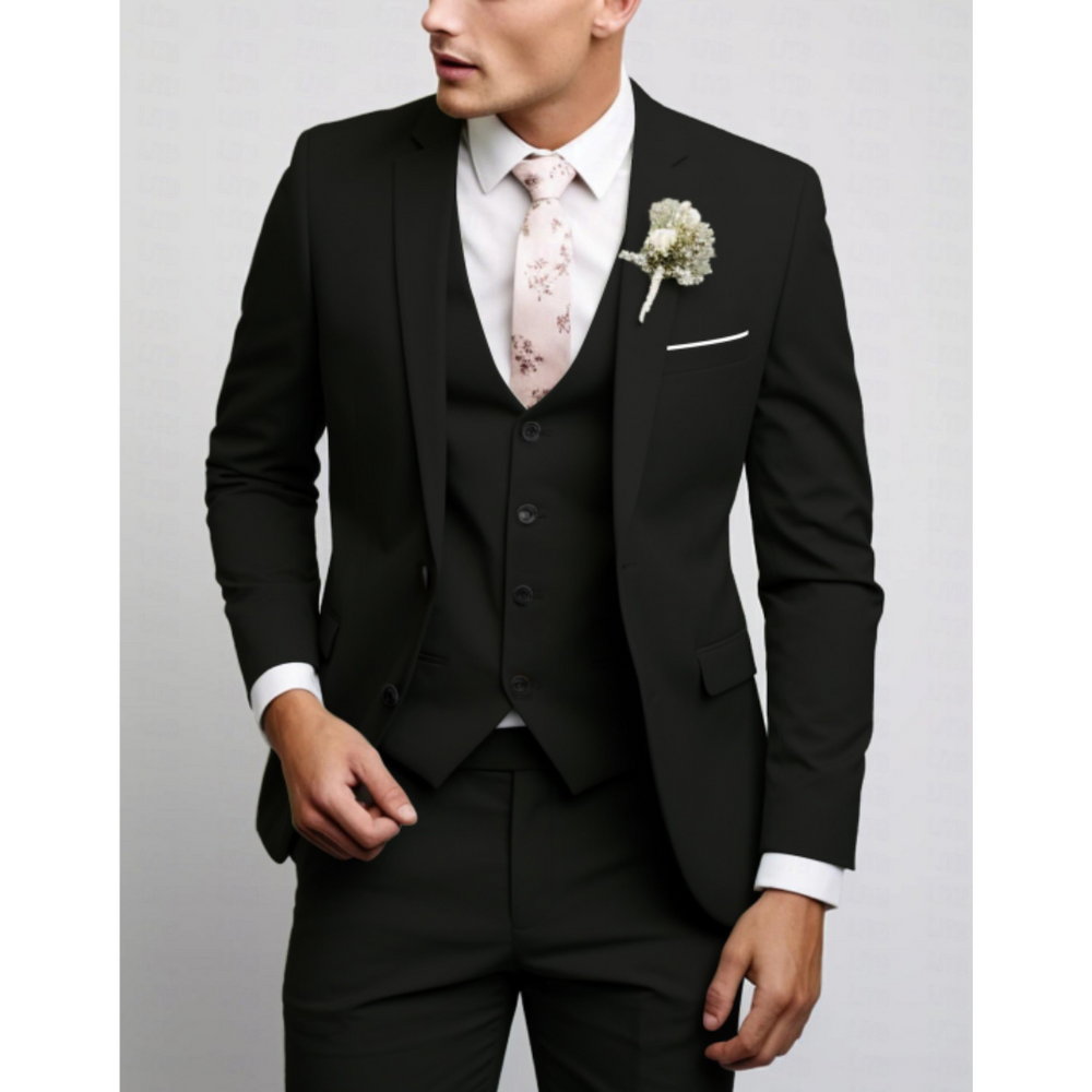 Epifanio | Traje Completo con Chaleco y Corte Estrecho - Negro