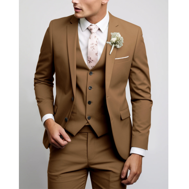 Epifanio | Traje Completo con Chaleco y Corte Estrecho - Marrón