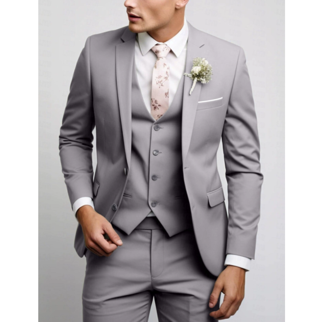 Epifanio | Traje Completo con Chaleco y Corte Estrecho - Gris claro