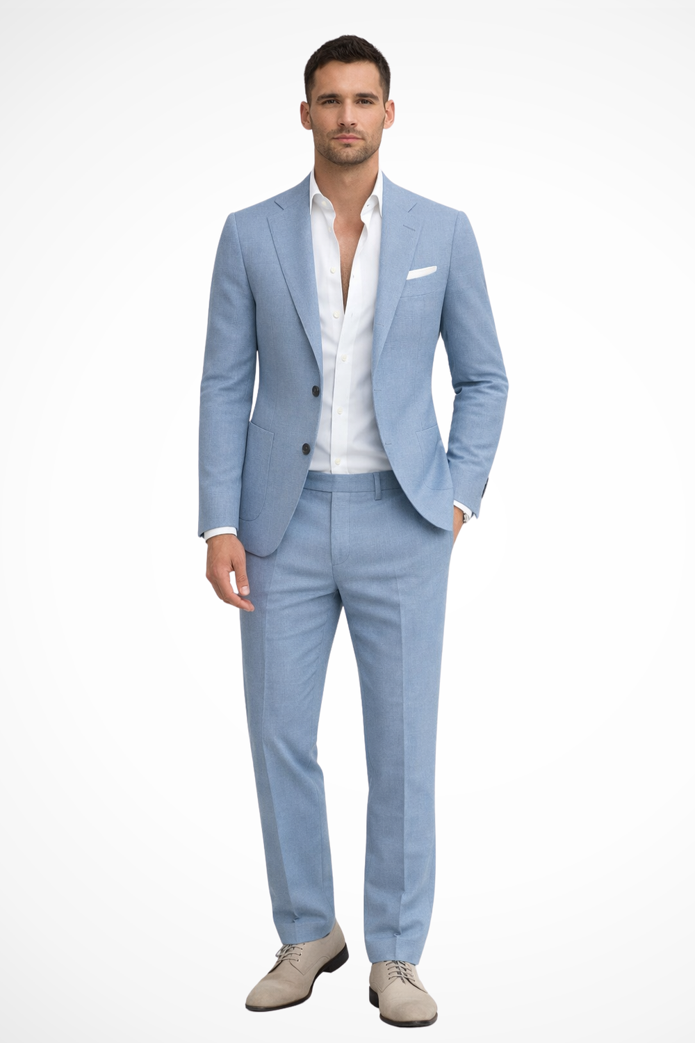 Esteban | Traje Completo de Hombre con Pantalón Recto - Azul claro
