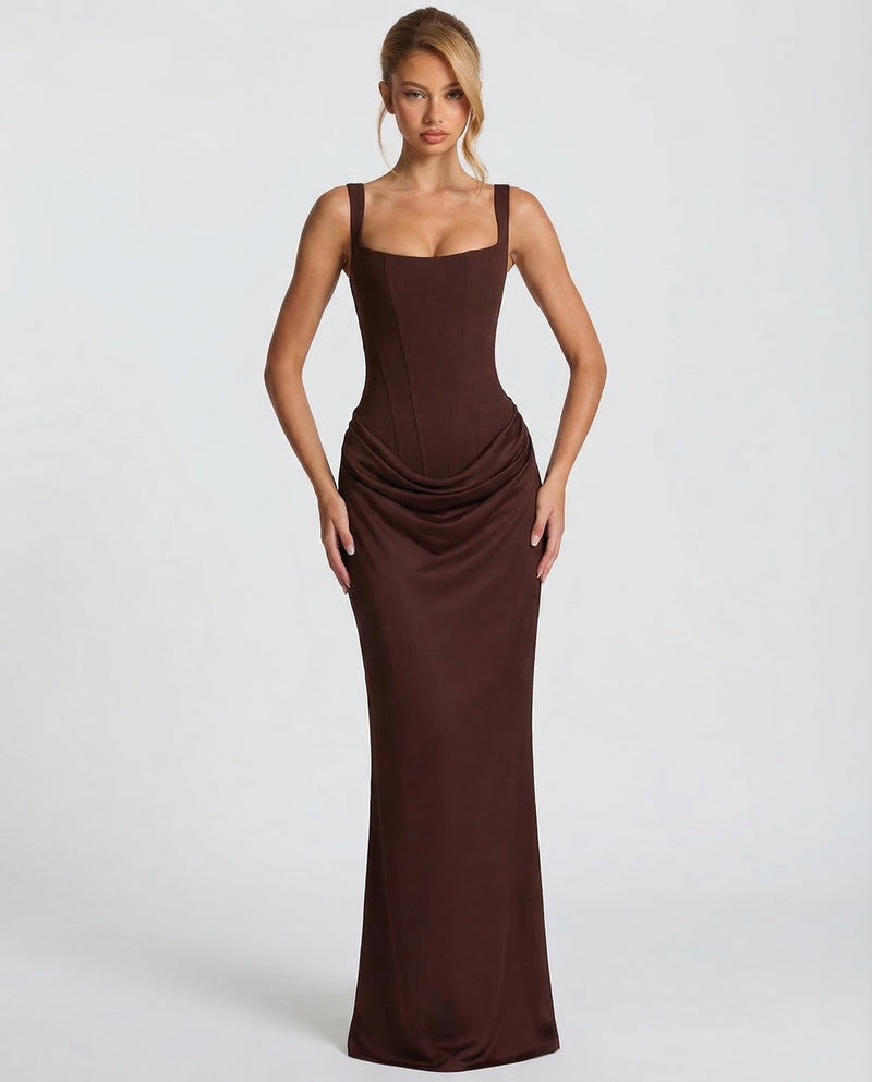 Eufemia | Vestido de Fiesta Largo de Satén con Corsé - 4