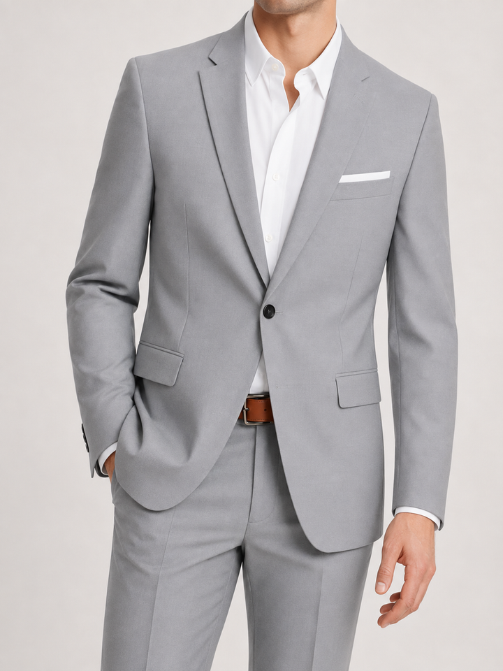 Eugenio | Traje Completo Slim Fit de Un Botón - Gris plata