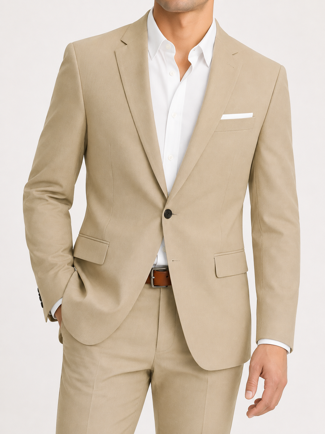 Eugenio | Traje Completo Slim Fit de Un Botón - Champán