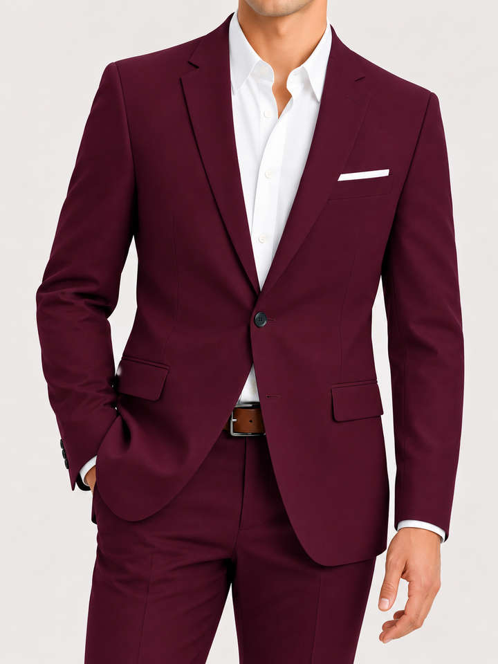 Eugenio | Traje Completo Slim Fit de Un Botón - Burdeos