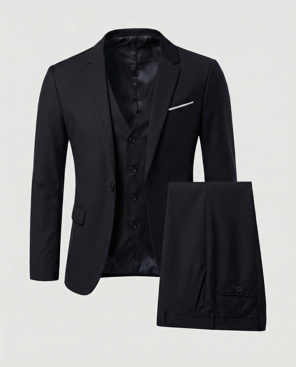 Eustaquio | Traje de Hombre Clásico de Tres Piezas - Negro
