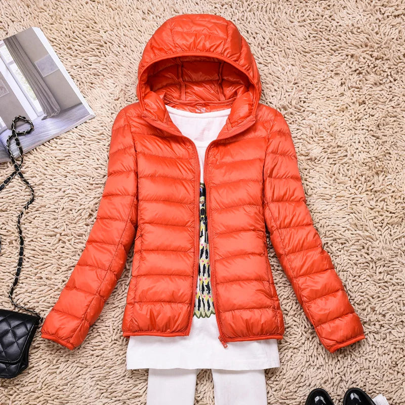 Evarista | Chaqueta Acolchada Ligera con o sin Capucha - Naranja con capucha