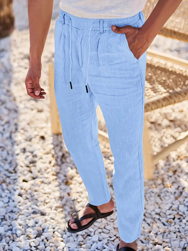 Daniel | Pantalones Largos De Lino Con Cordón