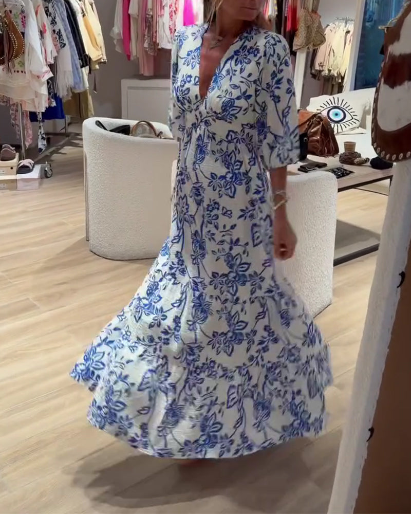 Bianca | Vestido Largo Elegante con Patrón Floral
