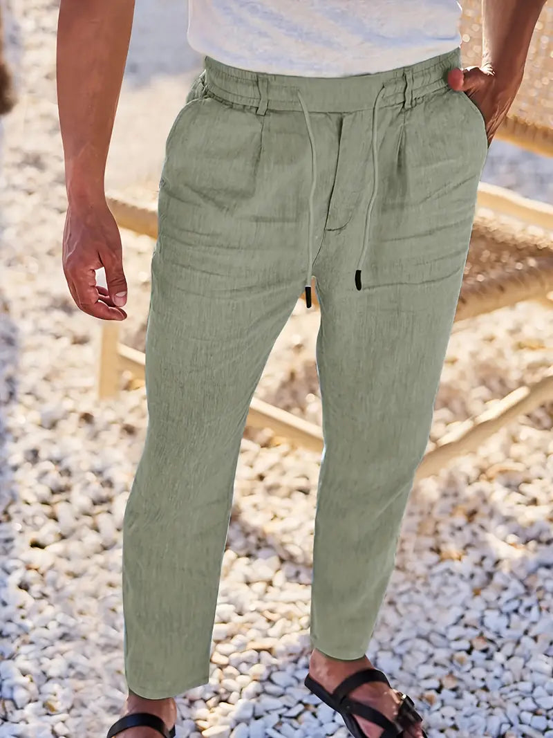 Daniel | Pantalones Largos De Lino Con Cordón
