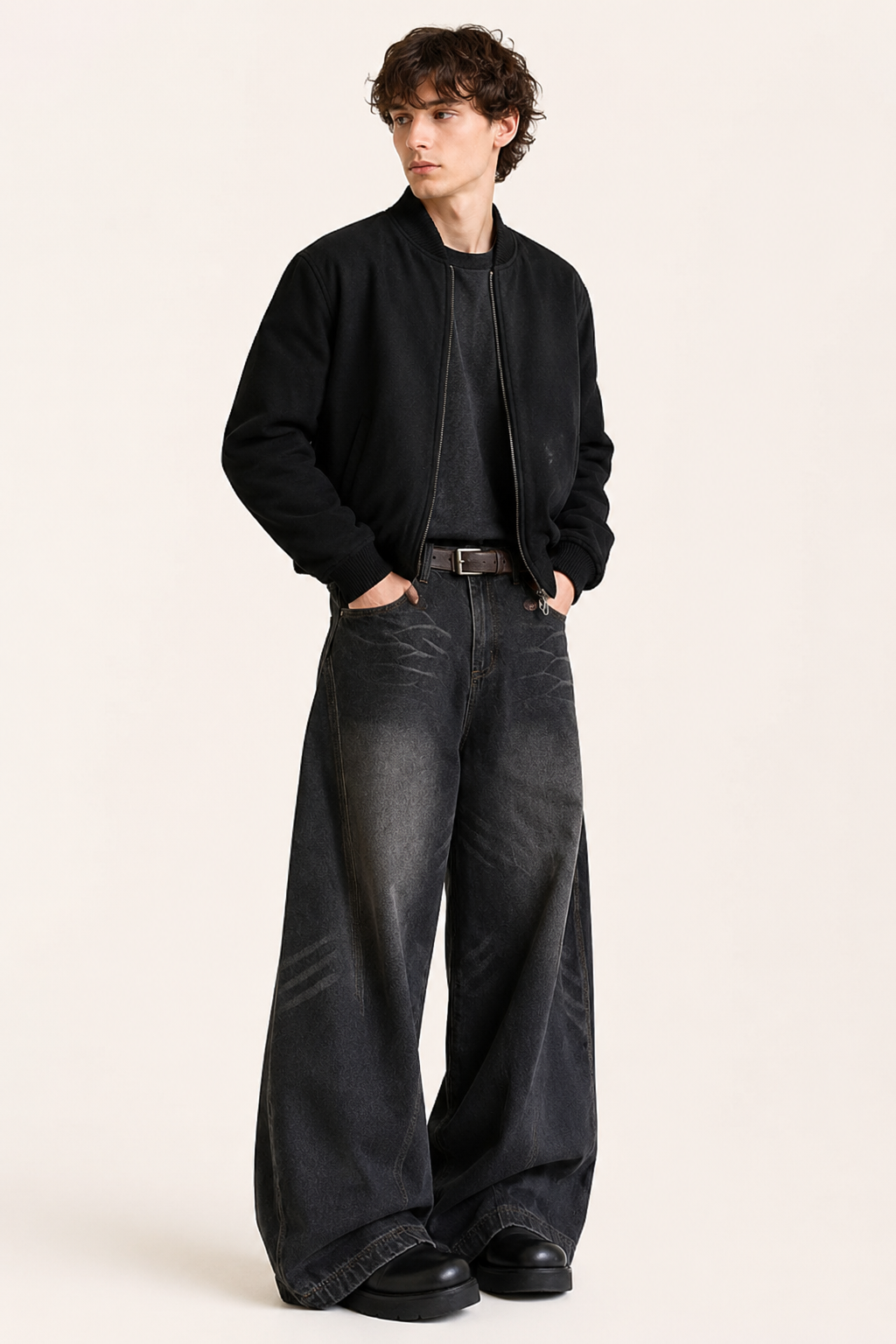 Froilán | Vaqueros Anchos de Hombre Extra Amplios - Negro