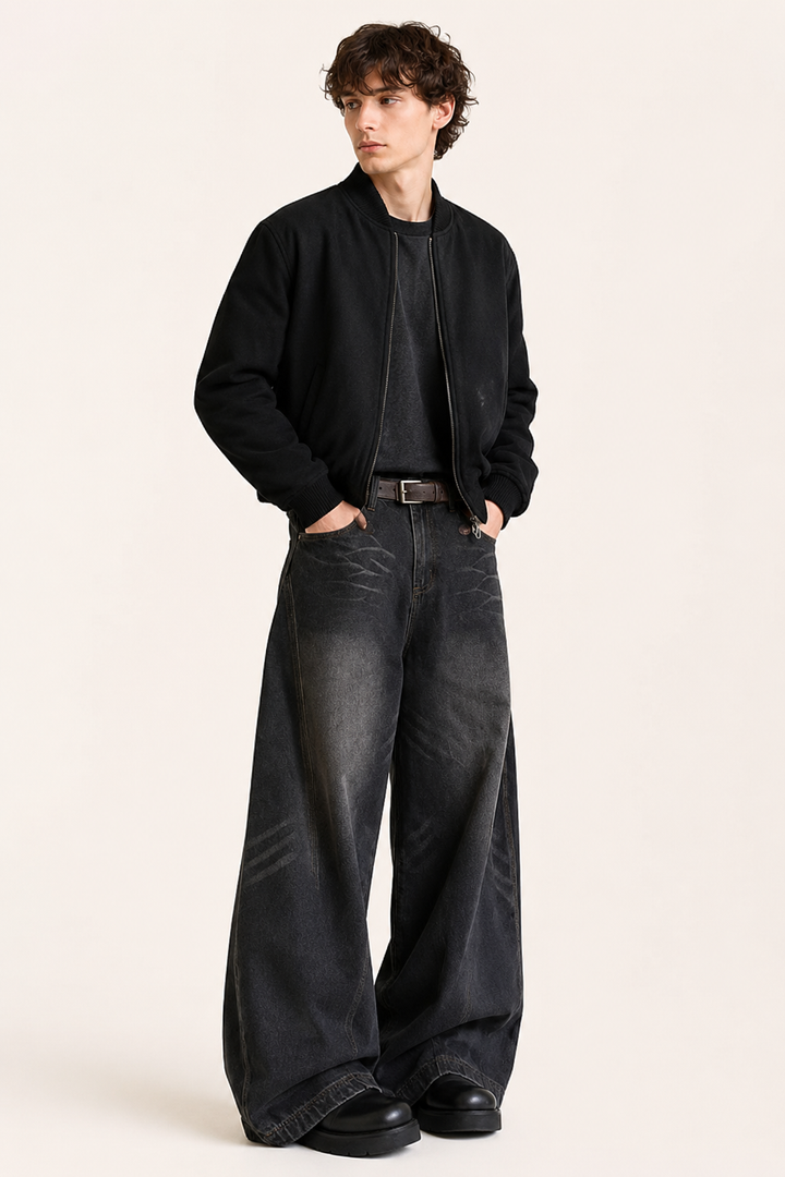 Froilán | Vaqueros Anchos de Hombre Extra Amplios - Negro