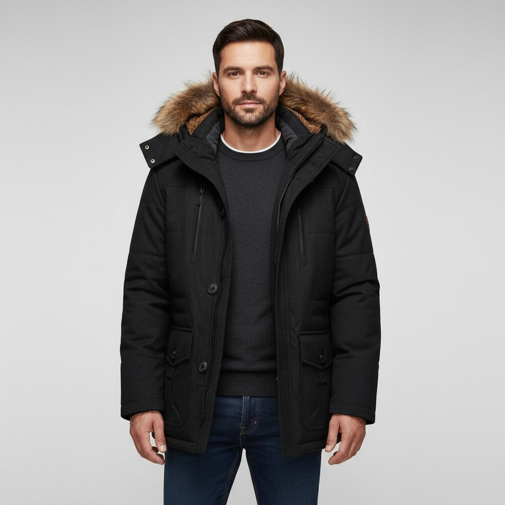 Florencio | Parka de Invierno de Hombre con Capucha de Pelo Sintético
